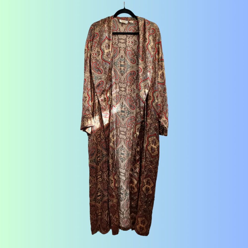 Vintage Victoria's Secret Paisley Silk Gold Tag Robe (L)
